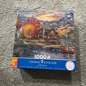 Thomas Kinkade Studios 1000 Piece Jigsaw Puzzle A Perfect Fall Day Autumn Lake